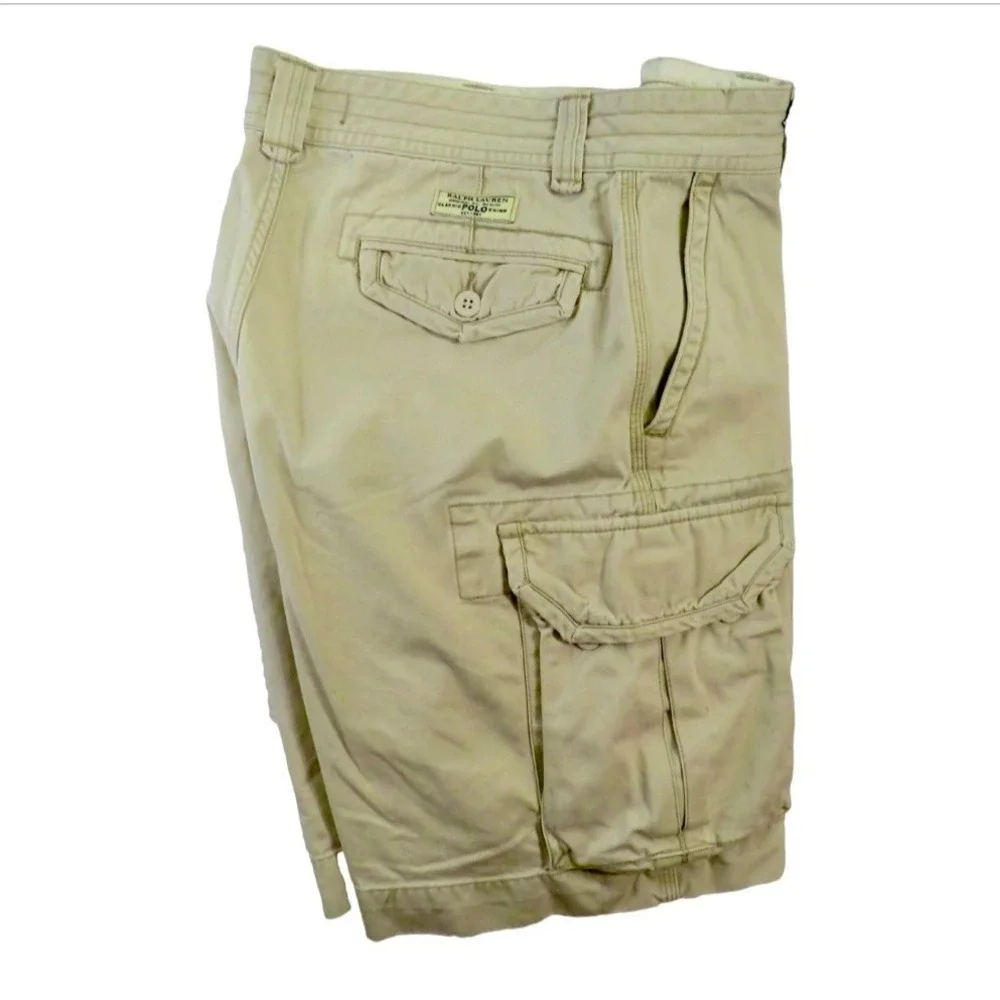 POLO RALPH LAUREN Geller Fatigue Chino Cargo Shorts TAN/BEIGE Heavy Cotton 34